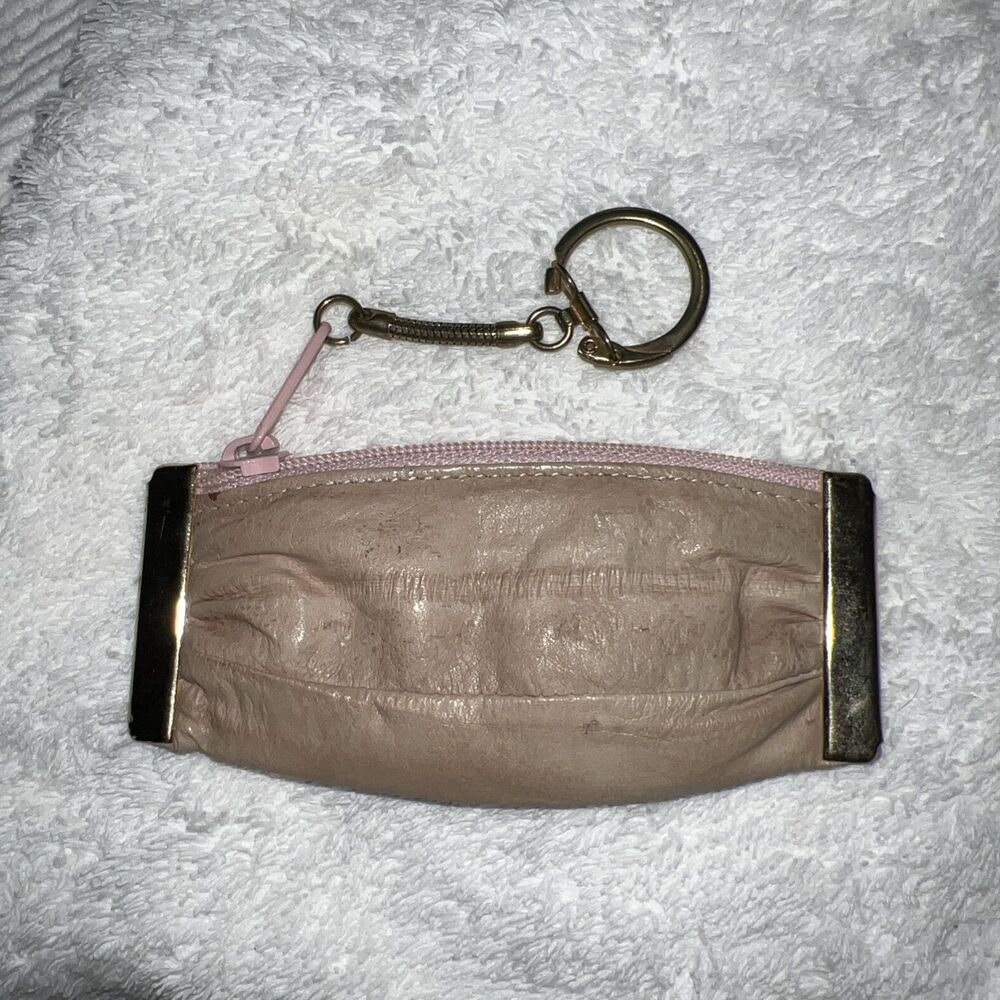 Lee Sands Eel Skin Cream Vtg Key Chain Zipper Pouch